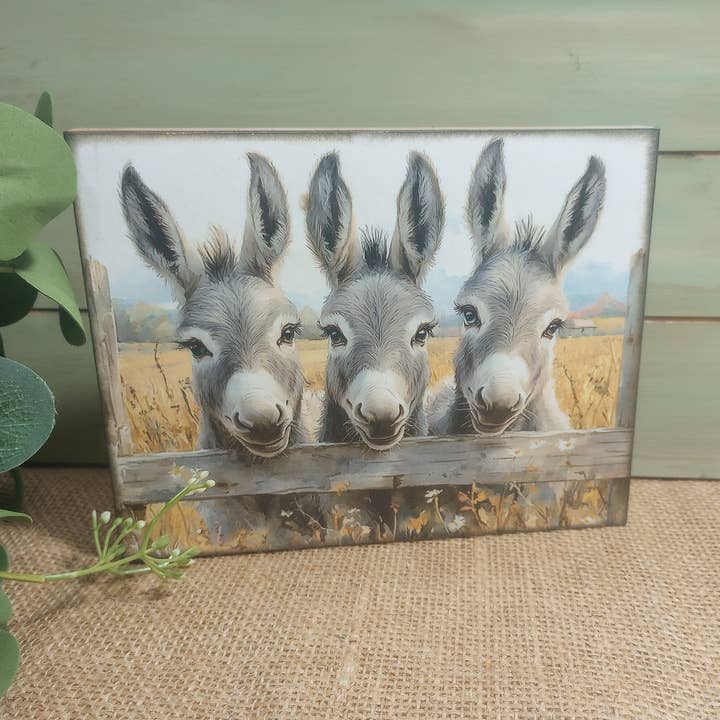 Donkey Wood Sign - Trio for wholesale by Bluegrass Burlap Co