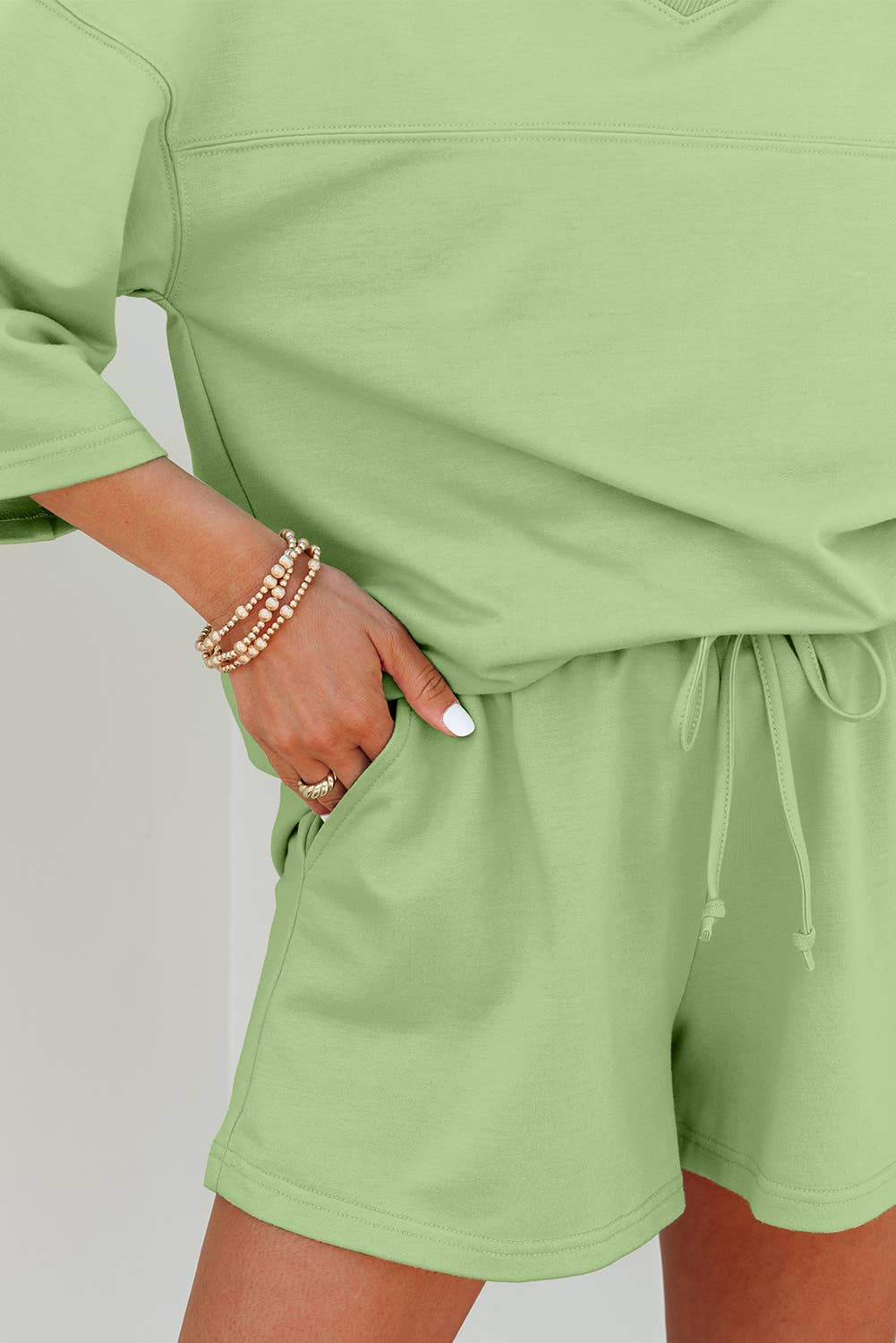 Aapparella - Wholesale Lounge Set - Women's - Solid V Neck Half Sleeve Tee & Shorts Set | S-XL & 1X-4X4