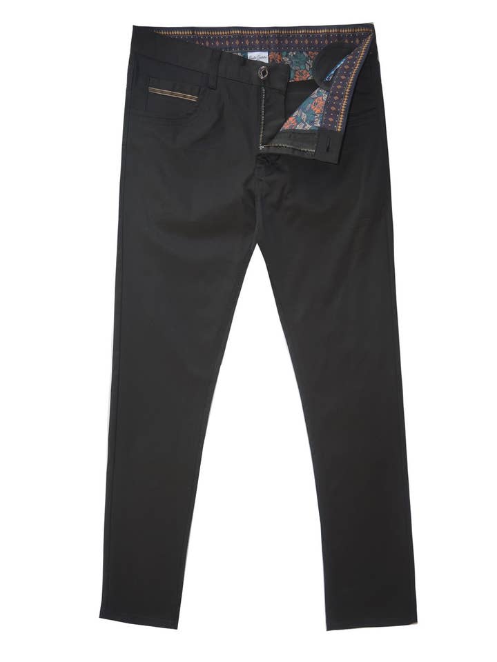 Solid stretch Chino Pant - Black for wholesale by Suslo Couture