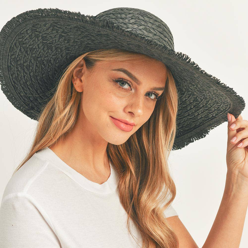 Sensibling Corp. - Wholesale Straw Hat - Women's - Trim Detailed Solid Straw Sun Hat
15