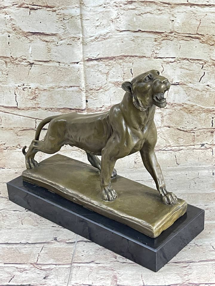 Jaguar Panther Leopard Cougar Big Cat Collector Bronze Marble Statue Art Decor for wholesale by Bronzhaus