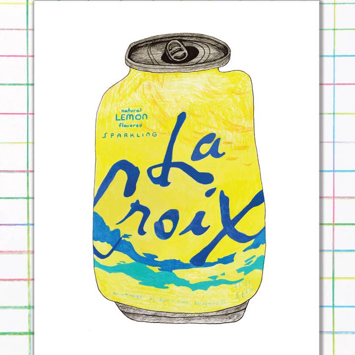 Estampado La Croix Limón para venta al por mayor de Middle Sister Card Co.