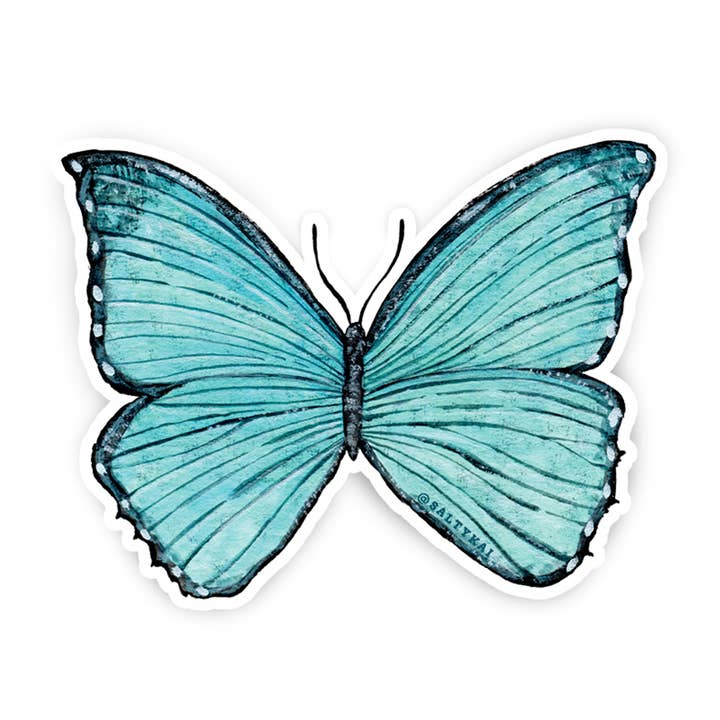 Blue Morpho Butterfly Sticker for wholesale by Salty Kai