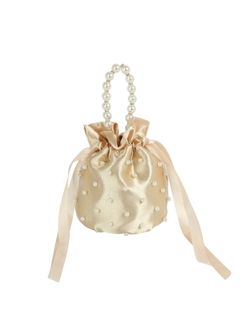 Handbag Factory Corp - Wholesale Drawstring Bag - Women's - Pearl Handle Satin Drawstring Bag1