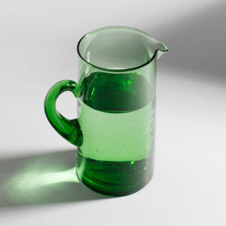 Casablanca Market - Wholesale Pitcher - Moroccan Hand Blown Pitcher with Handle, Green