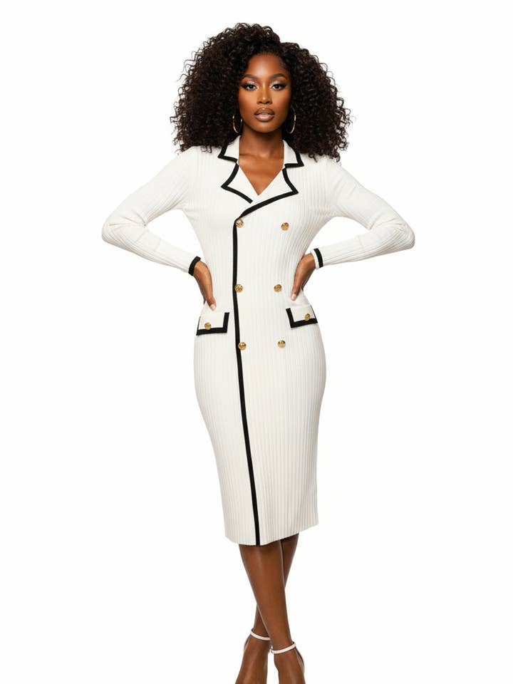 KNIT DRESS WITH CONTRAST for wholesale by 5besties inc