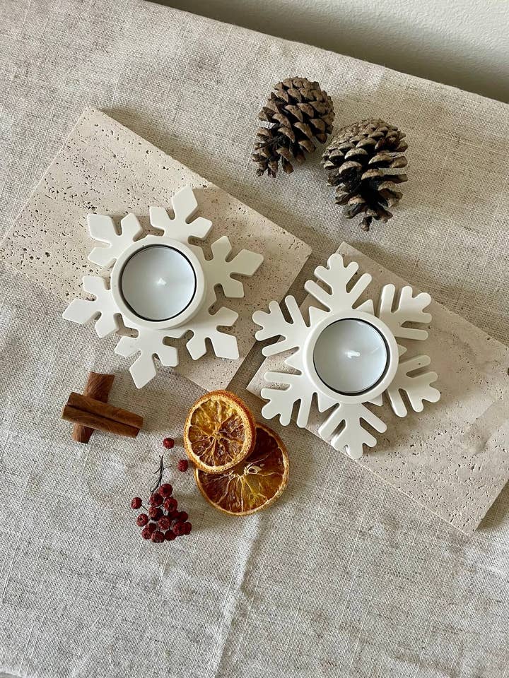 Snowflake Candle Holder x2 for wholesale by Maison Carona