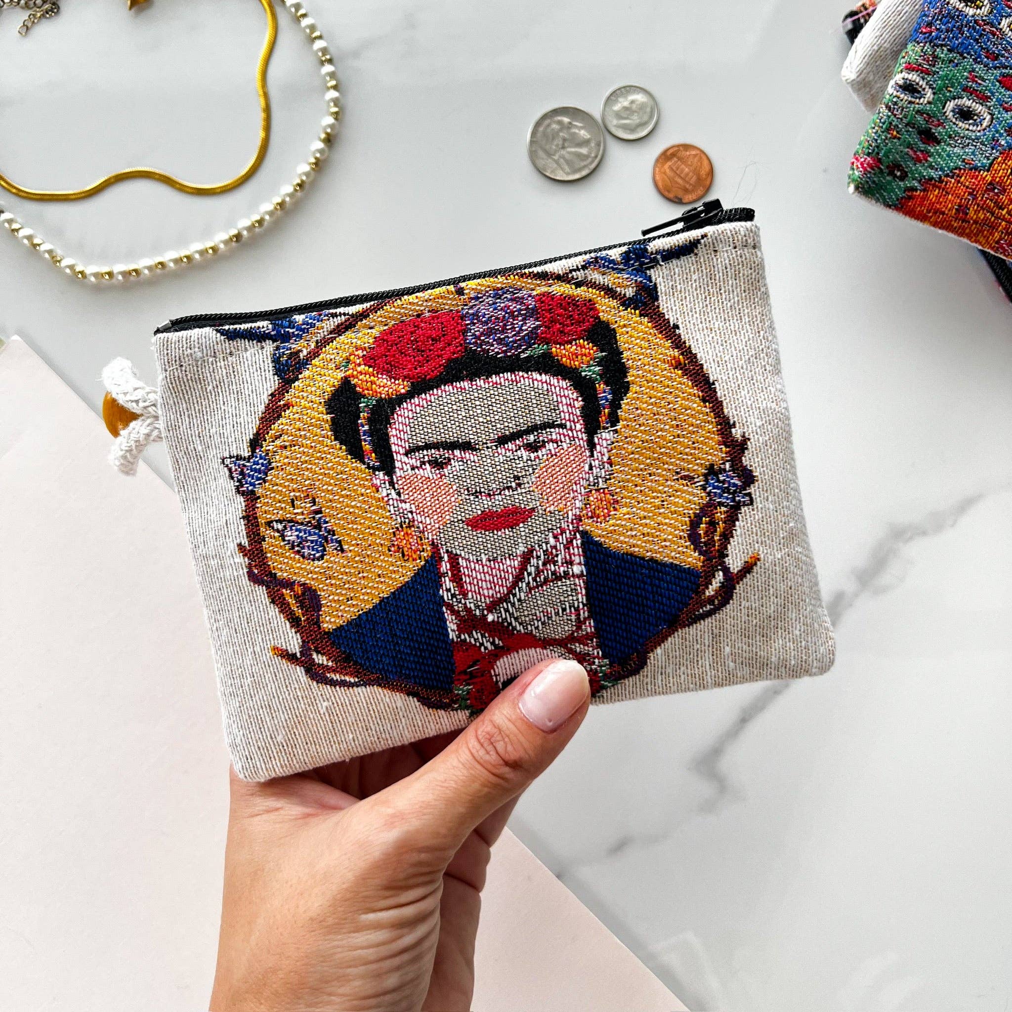 Umays Boho – wholesale Coin purse – Women’s – Frida Kahlo Coin Purse, Bohemian Fabric Pouch, Boho Gifts1