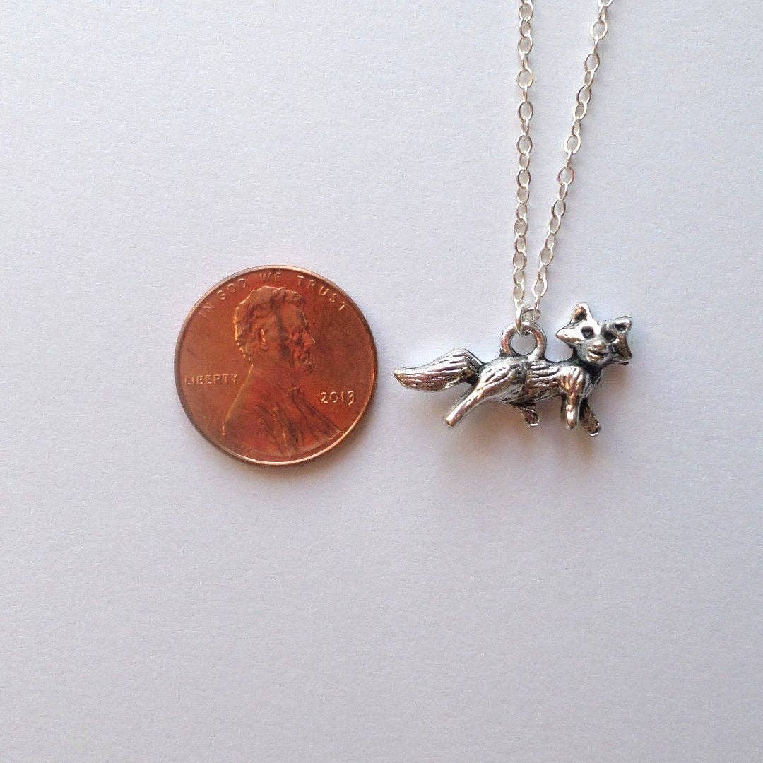 The Wandering Dandelion - Wholesale  - Fox Necklace - Silver Fox Necklace - Tiny Silver Fox Necklace, Sterling Silver Necklace, Animal Jewelry, grey, white, silver, Christmas Gift4