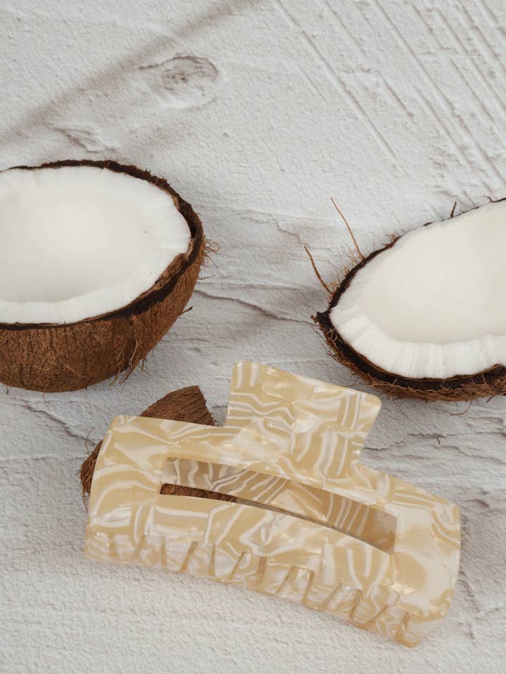 Claw Clip - Jumbo Elongated Rectangle - Biscotti for wholesale by Nakoa The Label