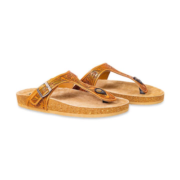 Rosie Trail Hand-Tooled Sandals for wholesale by Myra Bag