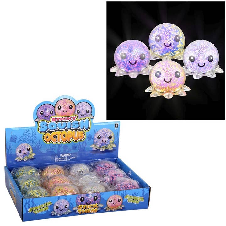Octopus Light-Up Stretch Fidget Kids Toy- Assorted for wholesale by JSBlueRidge Toys