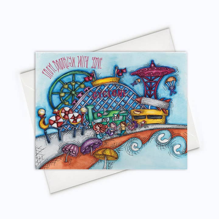 BROOKLYN CARD | NYC-KORT | Coney Island Car for engroshandel hos About A Cloud Stationery & Gifts