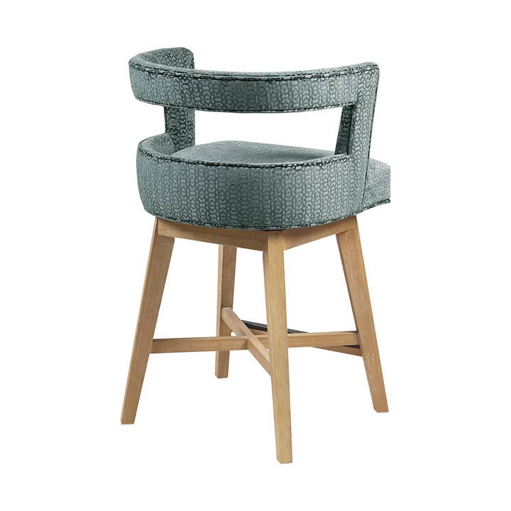Olliix - Wholesale Stool - Contemporary Open Back Swivel Counter Stool, Teal Blue