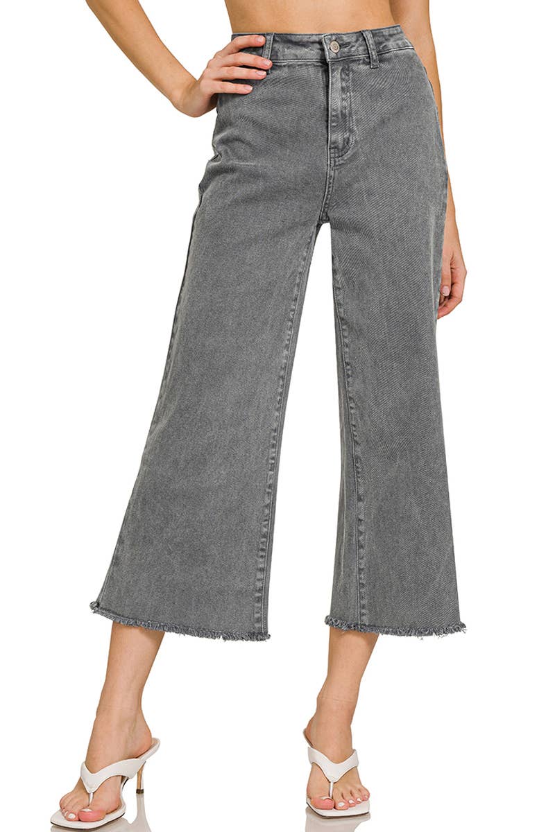 42POPS – wholesale Jeans - Dam – .Syra-tvättade fransiga avklippta raka vida byxor12