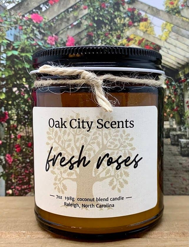 Oak City Scents - Vente Bougie en bocal - Bougie parfumée aux roses fraîches / florale1