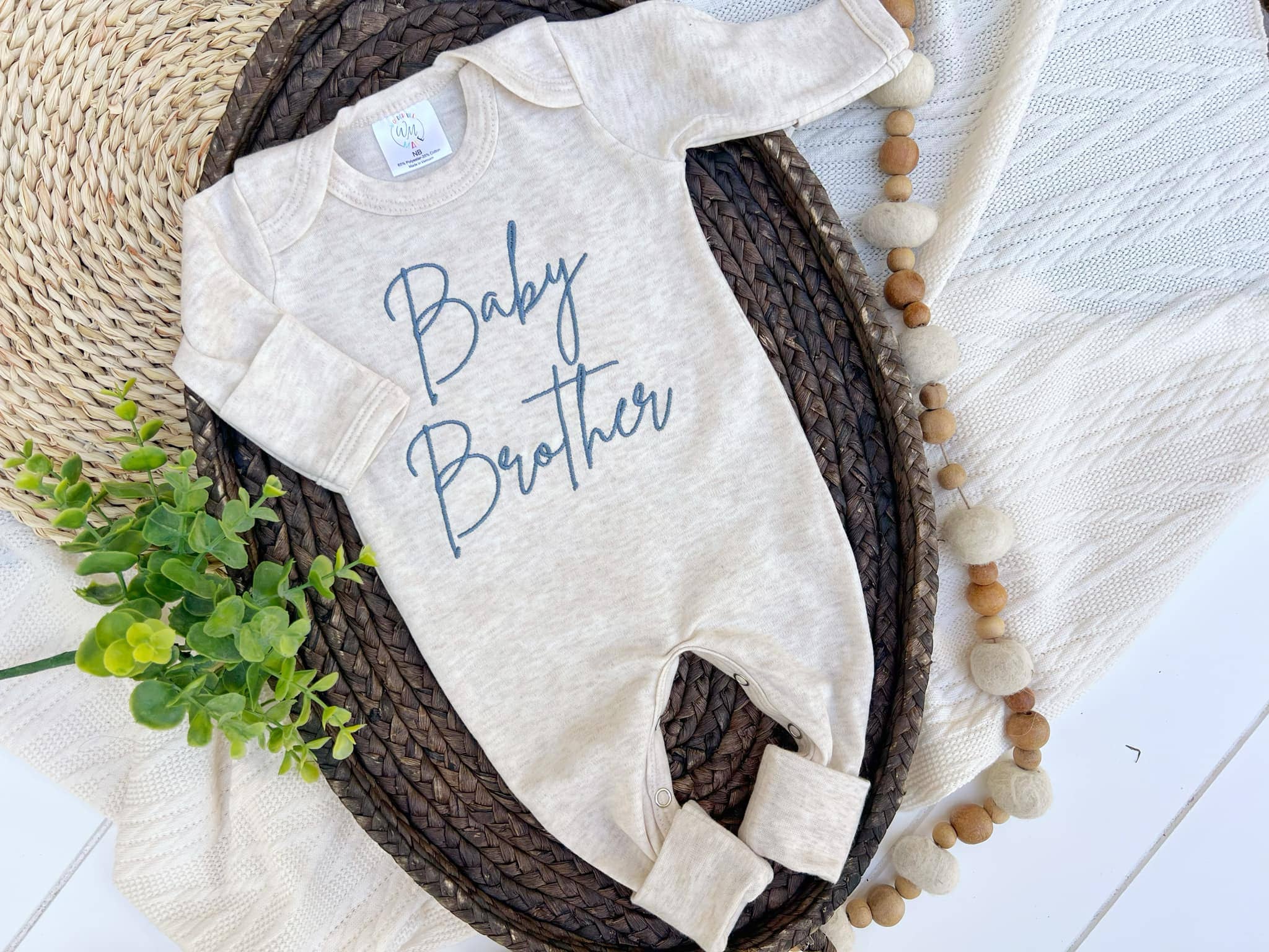 Wonderfully Made - Wholesale Jumpsuit - Baby - Baby Romper | Baby Brother Blue - Baby Announcement1
