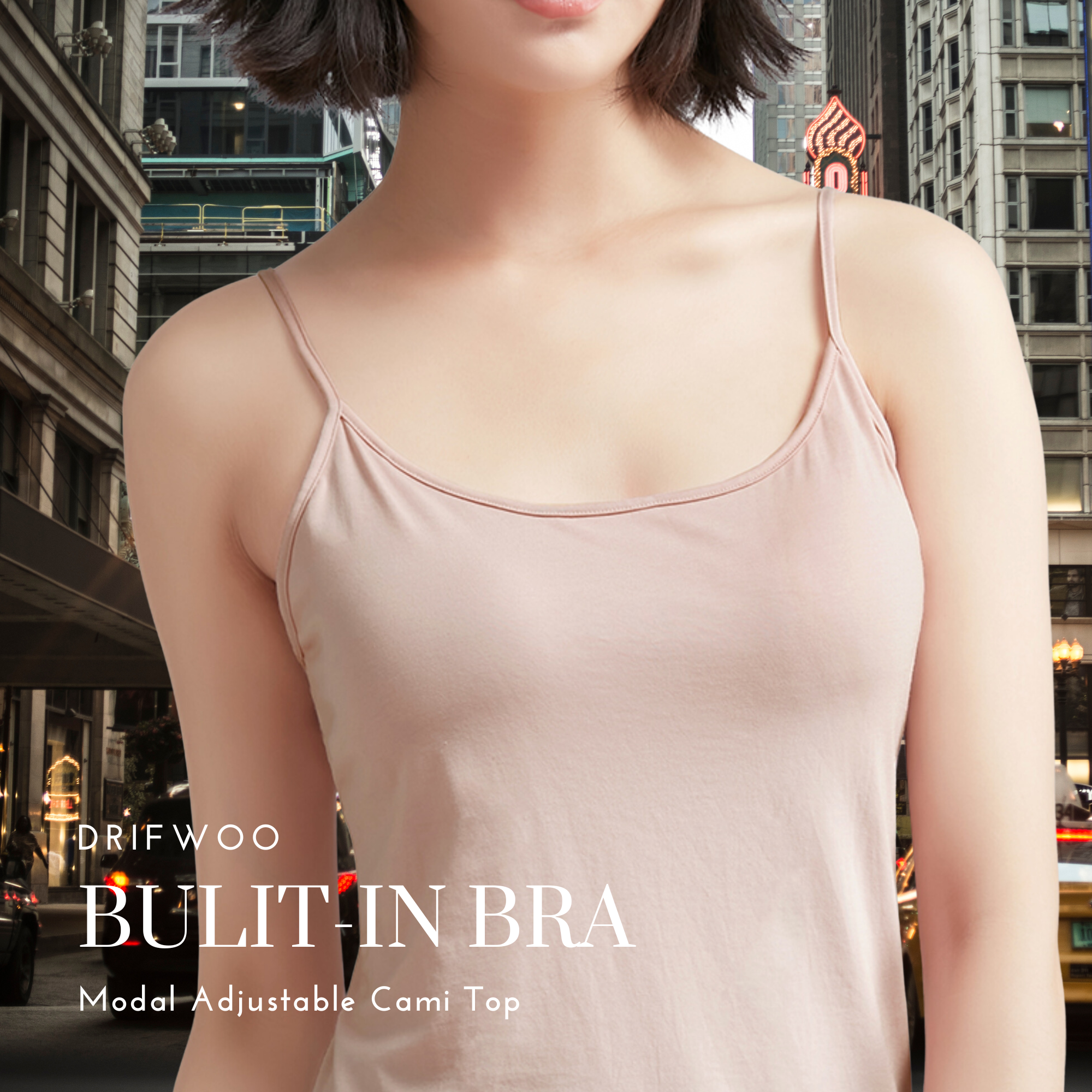 DrifWoo – Top interior – Mulher por atacado – Camisola Modal com Sutiã Embutido – Tops Femininos2