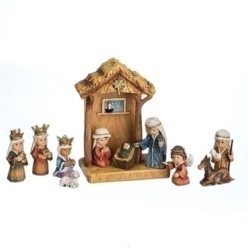 Crèche de Noël Stable; Ensemble de 11 pièces pour la vente par Roman