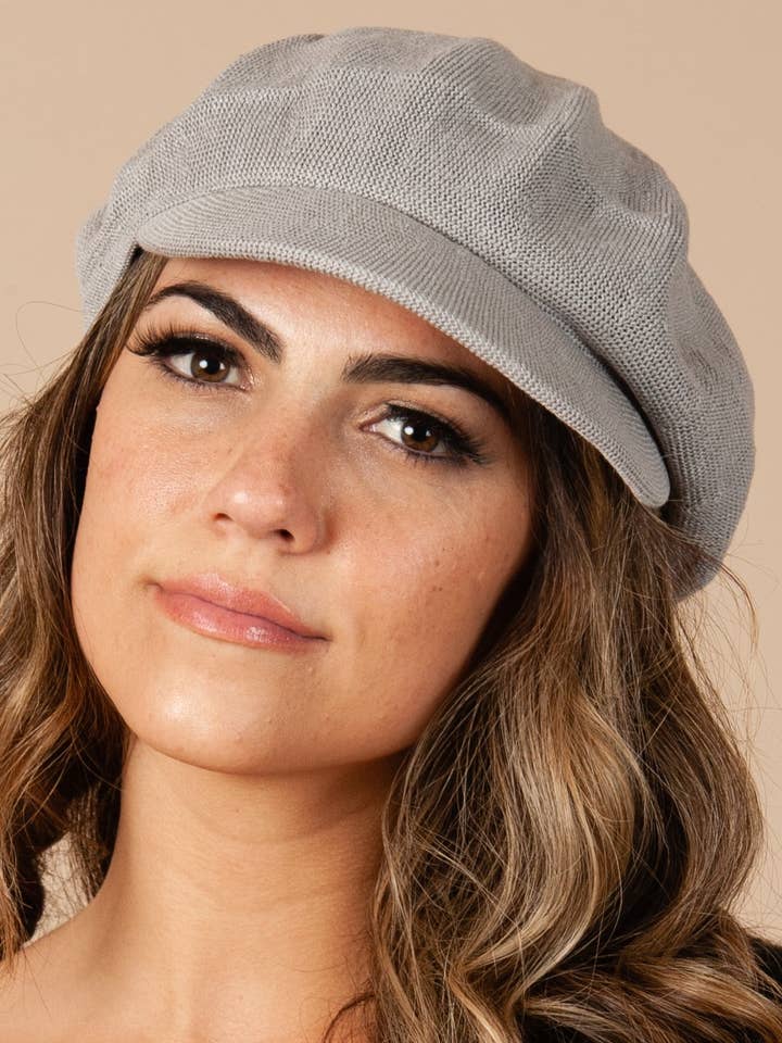 HBL1054-ABELLA NEWSBOY CAP - GRAY for wholesale by Lucca Couture