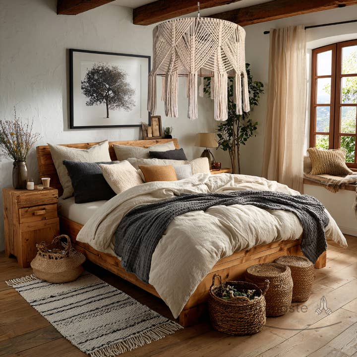 Candeeiro de Teto em Macramé Feito à Mão | Abajur com Franjas Boho por atacado de Bonjour Namaste