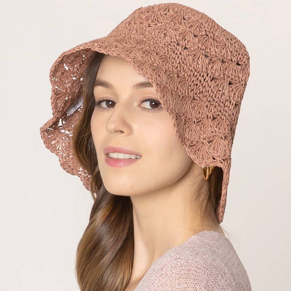 Sensibling Corp. - Wholesale Bucket Hat - Women's - Crochet Straw Bucket Hat
6