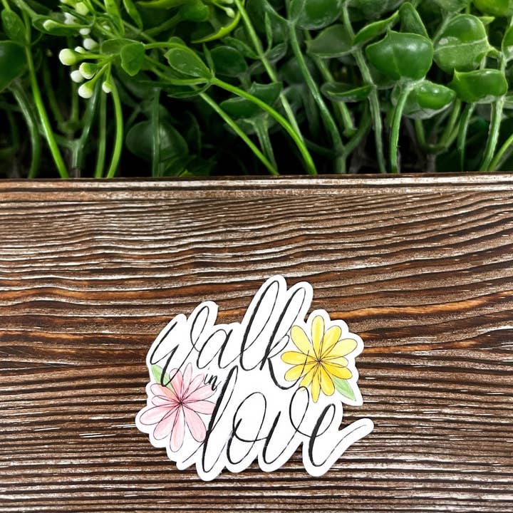 Walk In Love, Die Cut Sticker, Graphic Art Vinyl, , Inspirational, Boho Fun |Sticker or Magnet for wholesale by Handmade by Marlayna