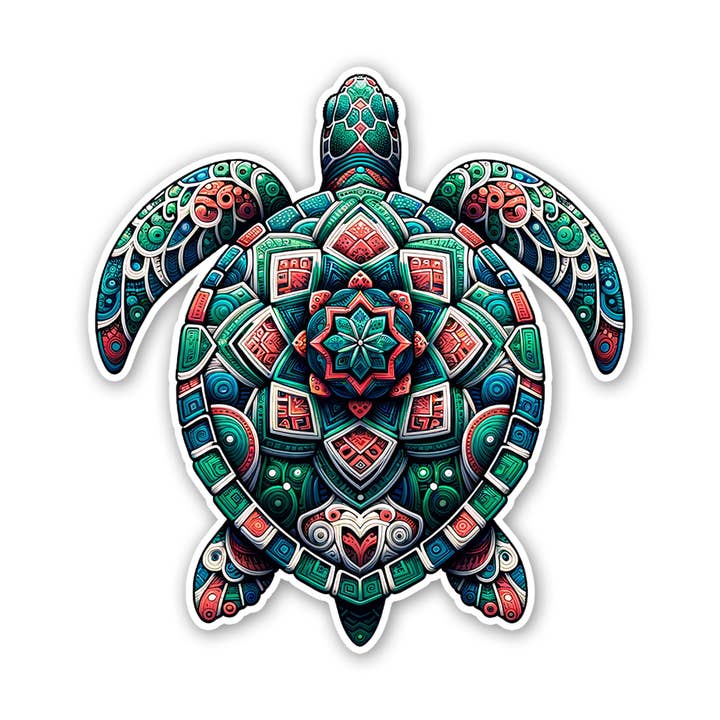 Sticker van een zeeschildpad met patroon voor wholesale door Sticker Atlas