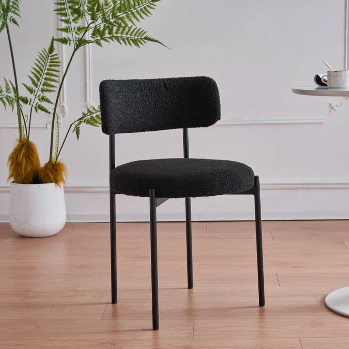 Danais Bouclé Side Chairs with Curved Backrest & Metal Frame for wholesale by Module Interior