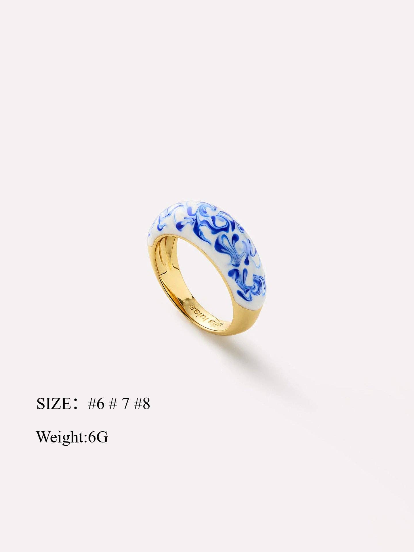 alberalkirk – wholesale Band/stacked ring – Bluewhite Ceramic Wave Ring Porcelain Motif S5P2400