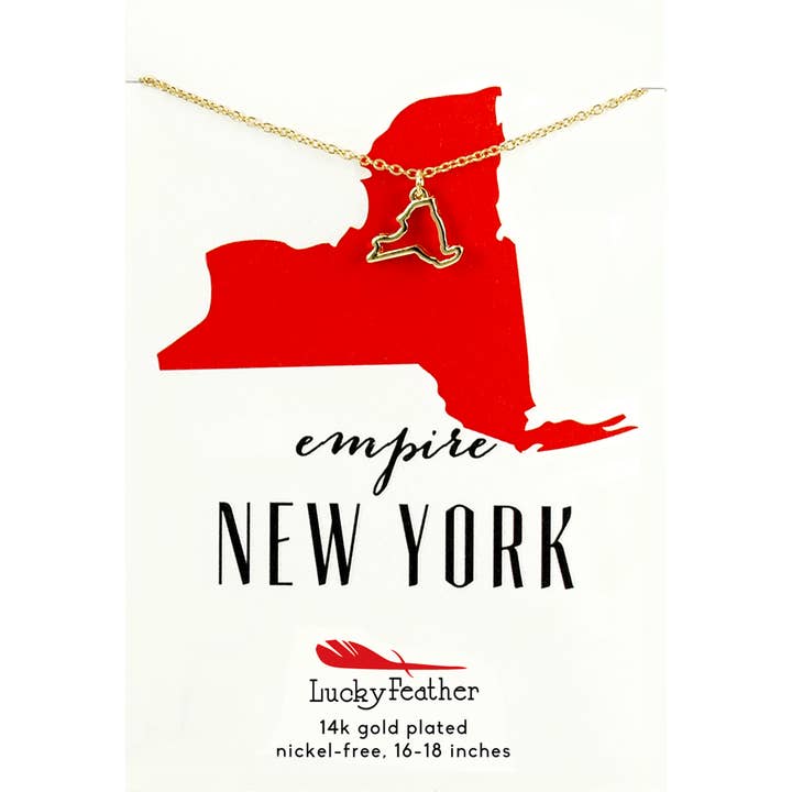 State Necklace - Gold - NEW YORK for wholesale by Lucky Feather
