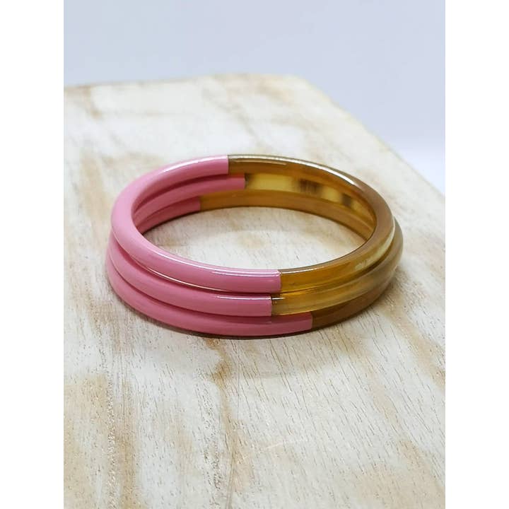 Nayda Diaries - Vendita all'ingrosso Bracciale a polsino - Bracciale bicolore rosa e corno naturale1