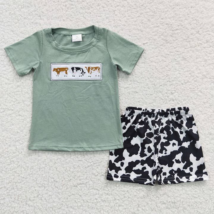 Baby Boys Cow Western Summer Shorts Sets for wholesale by Aier Wholesale