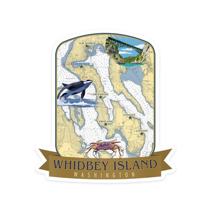 Lantern Press - Wholesale Sticker - STICKER Whidbey Island, Washington, Nautical Chart