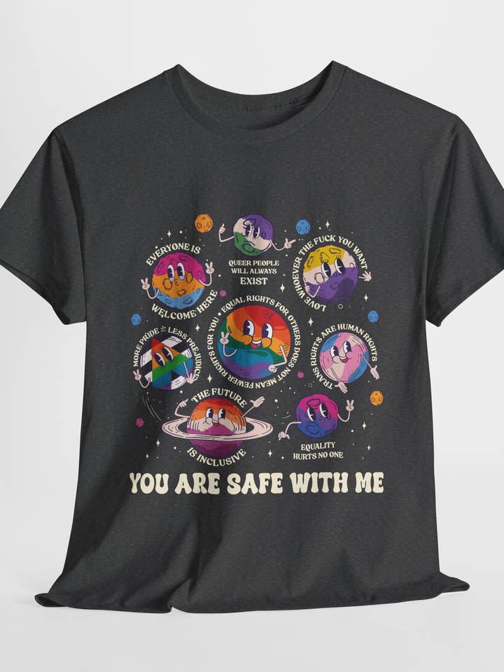 You Are Safe With Me- LGBTQIA+ Ally T-shirt for wholesale by Kennidi Co.
