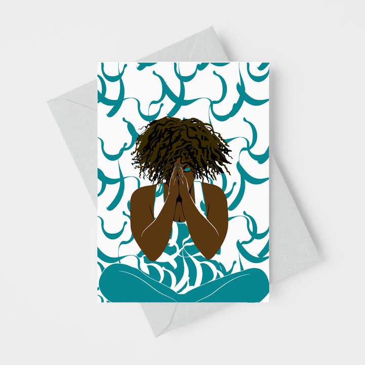 Carte de vœux Yoga noire Yogi 4,25 x 5,5 pouces pour la vente par Holland House Press