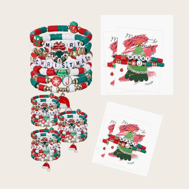 Set di braccialetti con ciondoli a tema natalizio per la vendita all'ingrosso da parte di Ella Blue
