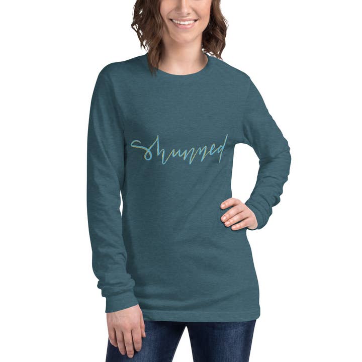 Cursive "Shunned" Unisex Long Sleeve Tee for wholesale by Celeste Addison Art