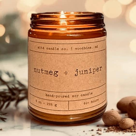 MLTD Candle Co. - Wholesale Jar/Filled Candle - Nutmeg + Juniper Soy Candle: with Festive Clove Scent0