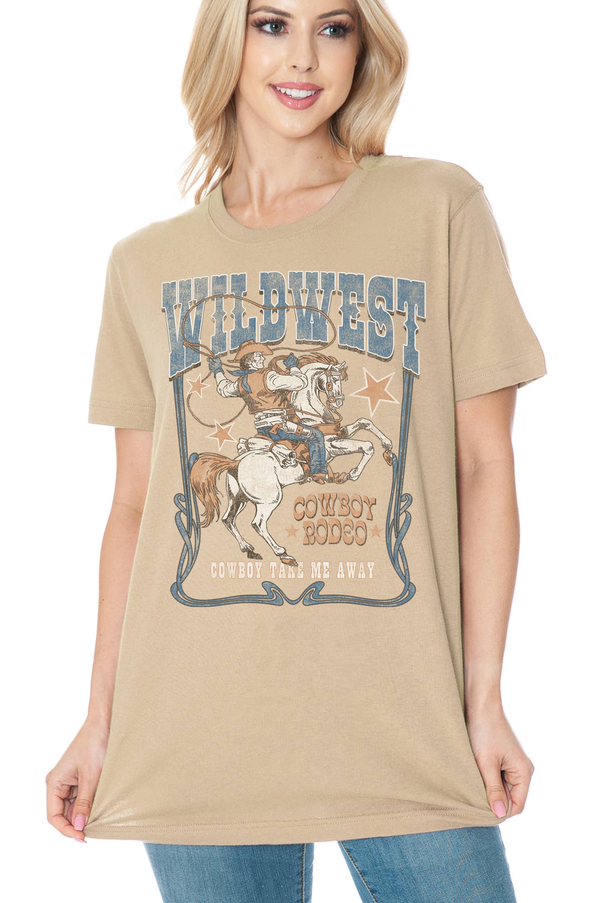 Amused by Blue - Wholesale Screen Printed T-Shirt - Women's - WILD WEST1