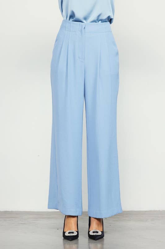 SKIES ARE BLUE - Wholesale Pants - Women's - Recycled Pintuck Wide Leg Pants
9
