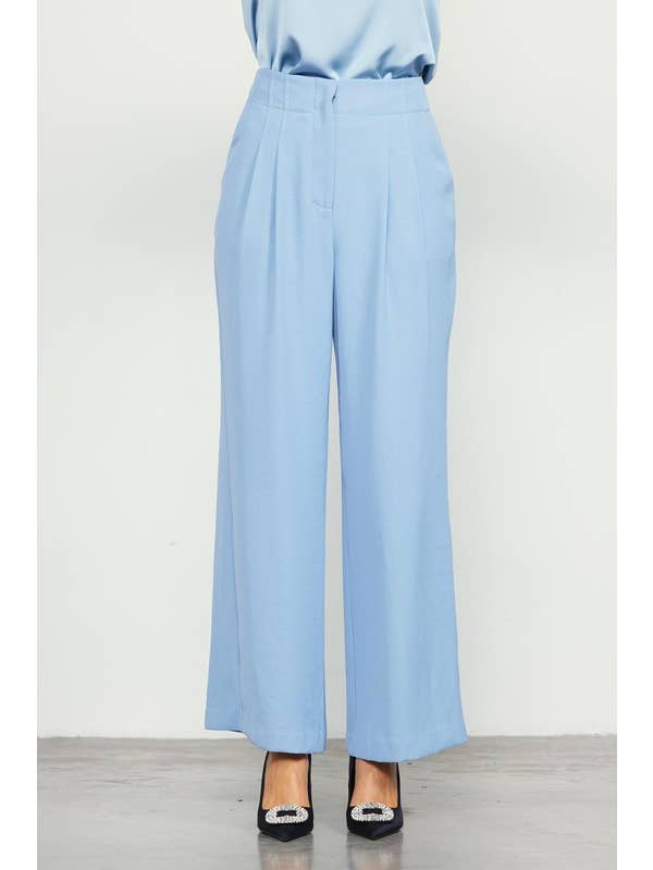 SKIES ARE BLUE - Wholesale Pants - Women's - Recycled Pintuck Wide Leg Pants
9