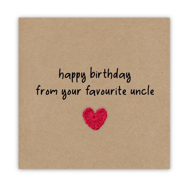 Happy Birthday From Your Favourite Uncle, Joke, Card For Aun for wholesale by Fifi's Handcrafted