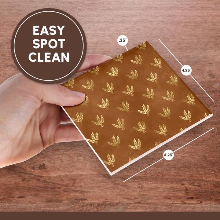 3dRose - Wholesale Coasters - 3dRose, Chic Brown and Image Of Gold Wheat Pattern, Coaster6