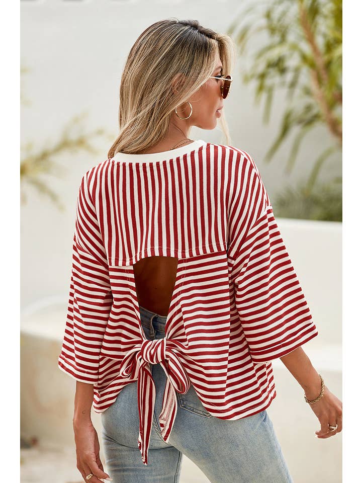 Little Daisy Closet - Wholesale T-Shirt - Women's - LDC Casual Shift Striped Round Neck T-Shirts