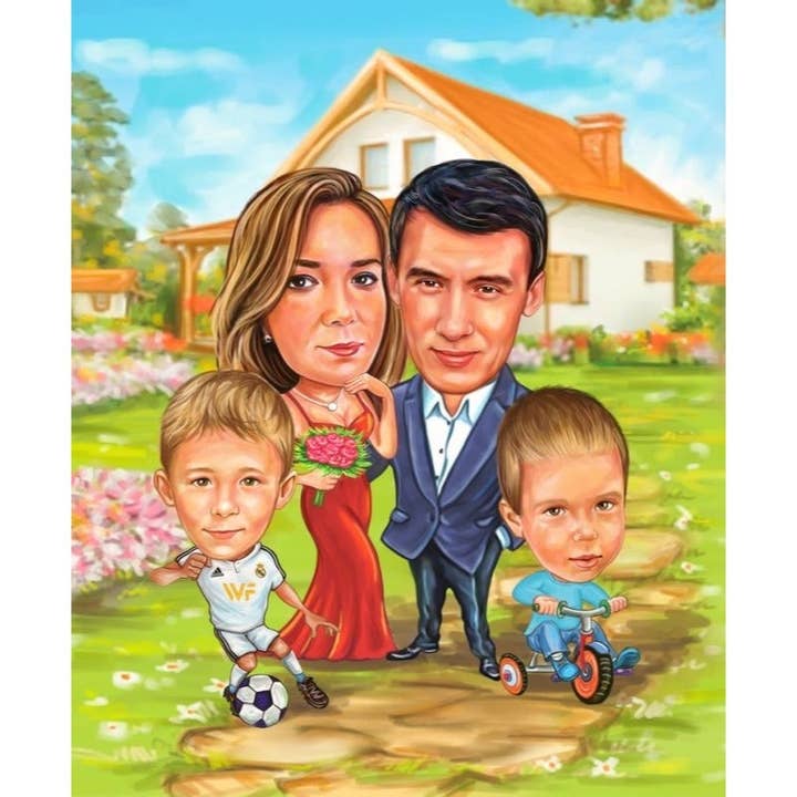 FAMILY CARICATURE for wholesale by Caricature4You