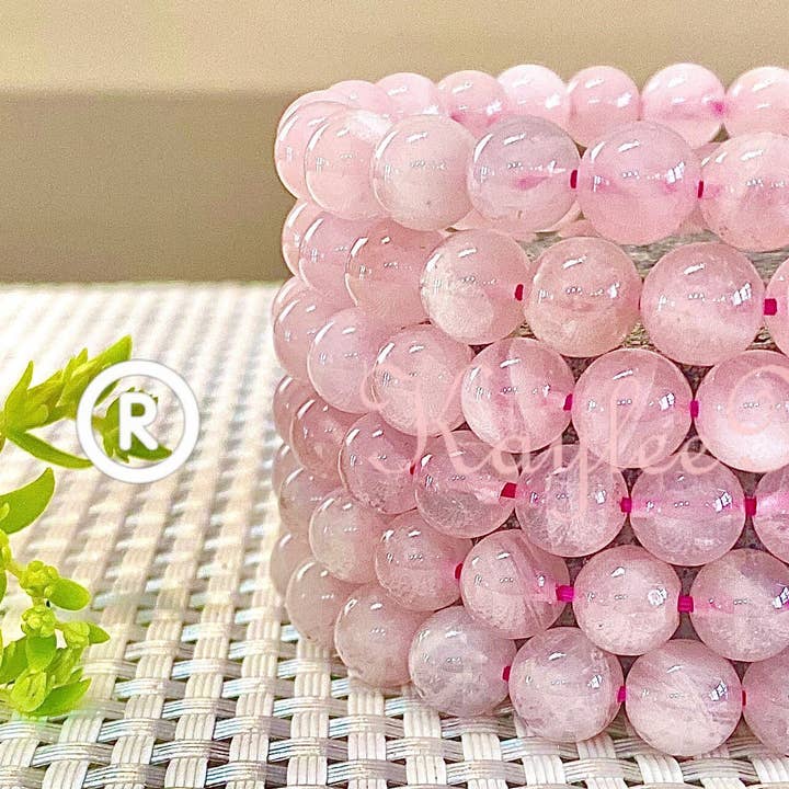 Natural Rose Quartz 8mm 7.5” Crystal Healing Stretch Bracele for wholesale by KayleeNYC