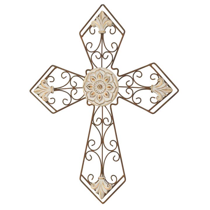 Cruz de pared con acabado de pátina metálica, 20,5 h para venta al por mayor de Magnolia