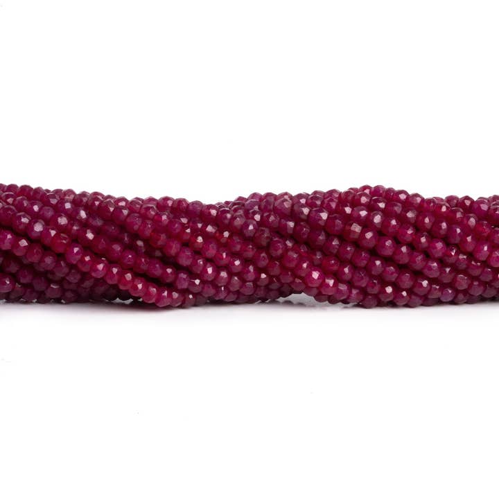 3-4mm Red Jade Handcut Rondelles 12 inch 110 beads for wholesale by The Bead Traders