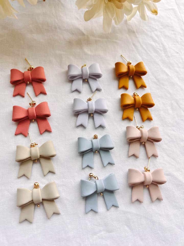 Simple Bow Earrings | Polymer Clay Earrings for wholesale by Noelle Earrings